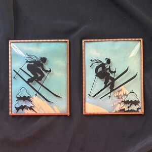 Vintage Skiing Silhouette Wall Art rare and pristine